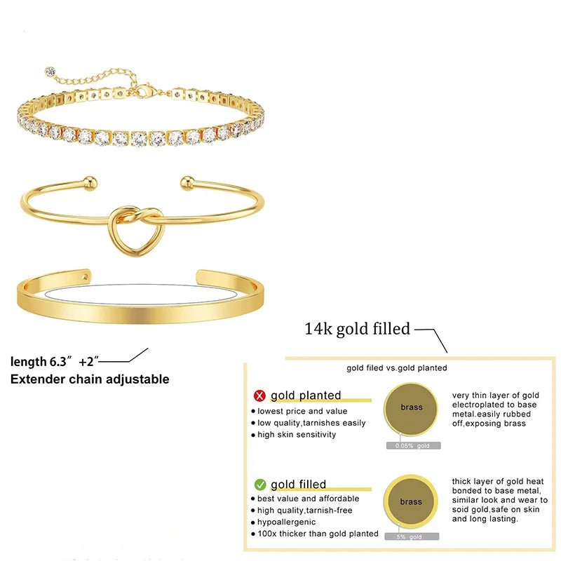 3 - Piece Elegant Bracelet Set – Knot, Bangle & Tennis Design - Britt Company