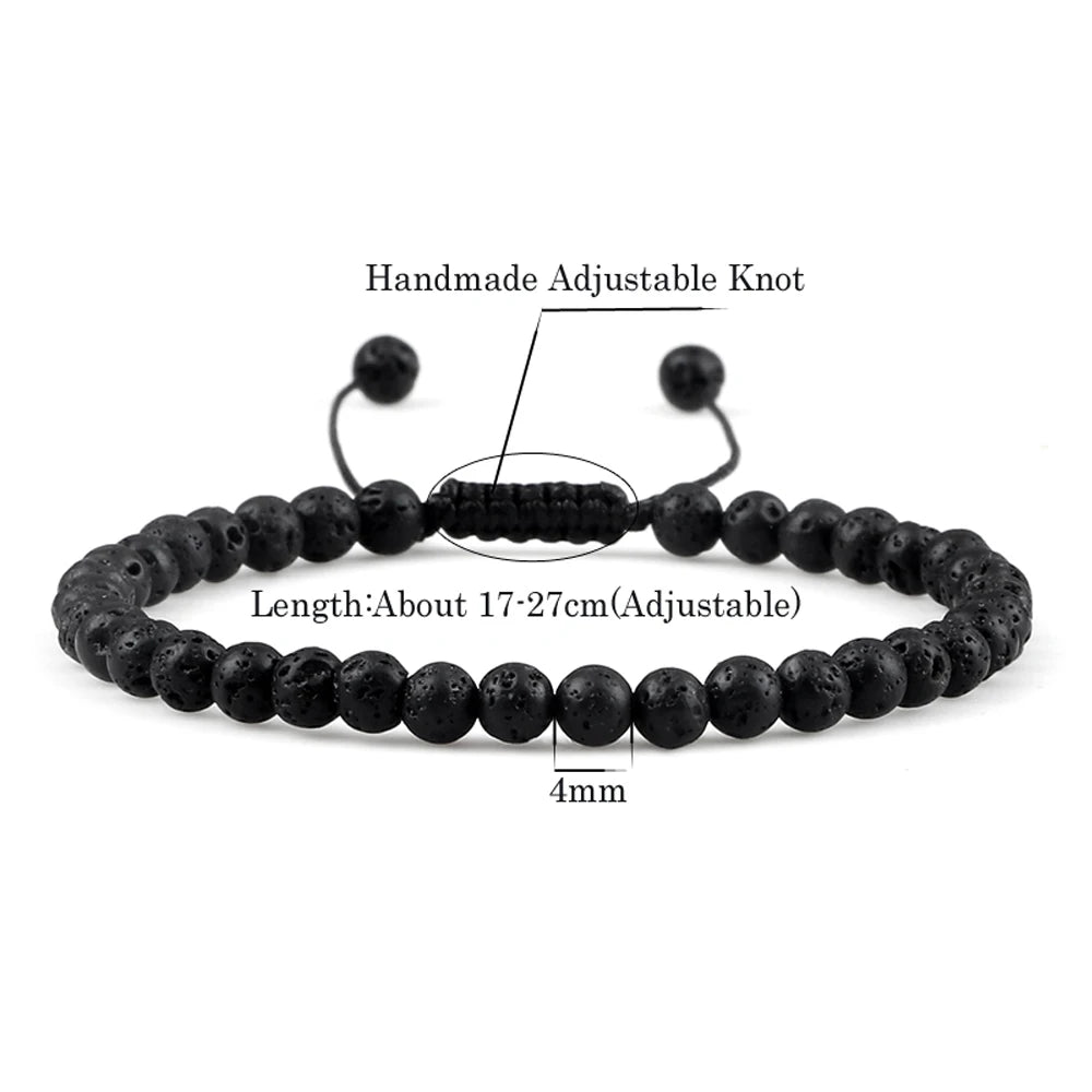 Adjustable Natural Stone Beaded Bracelet – Tiger Eye, Lava & Malachite - Britt Company