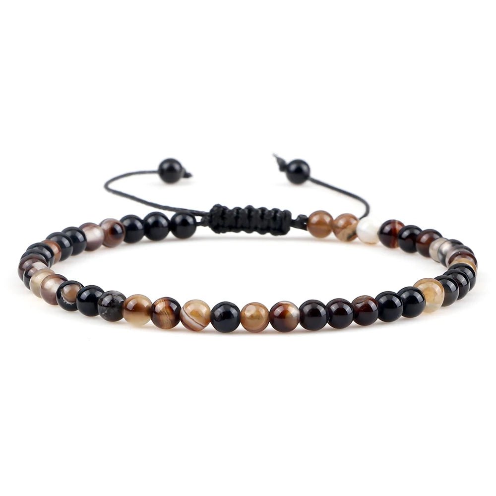 Adjustable Natural Stone Beaded Bracelet – Tiger Eye, Lava & Malachite - Britt Company