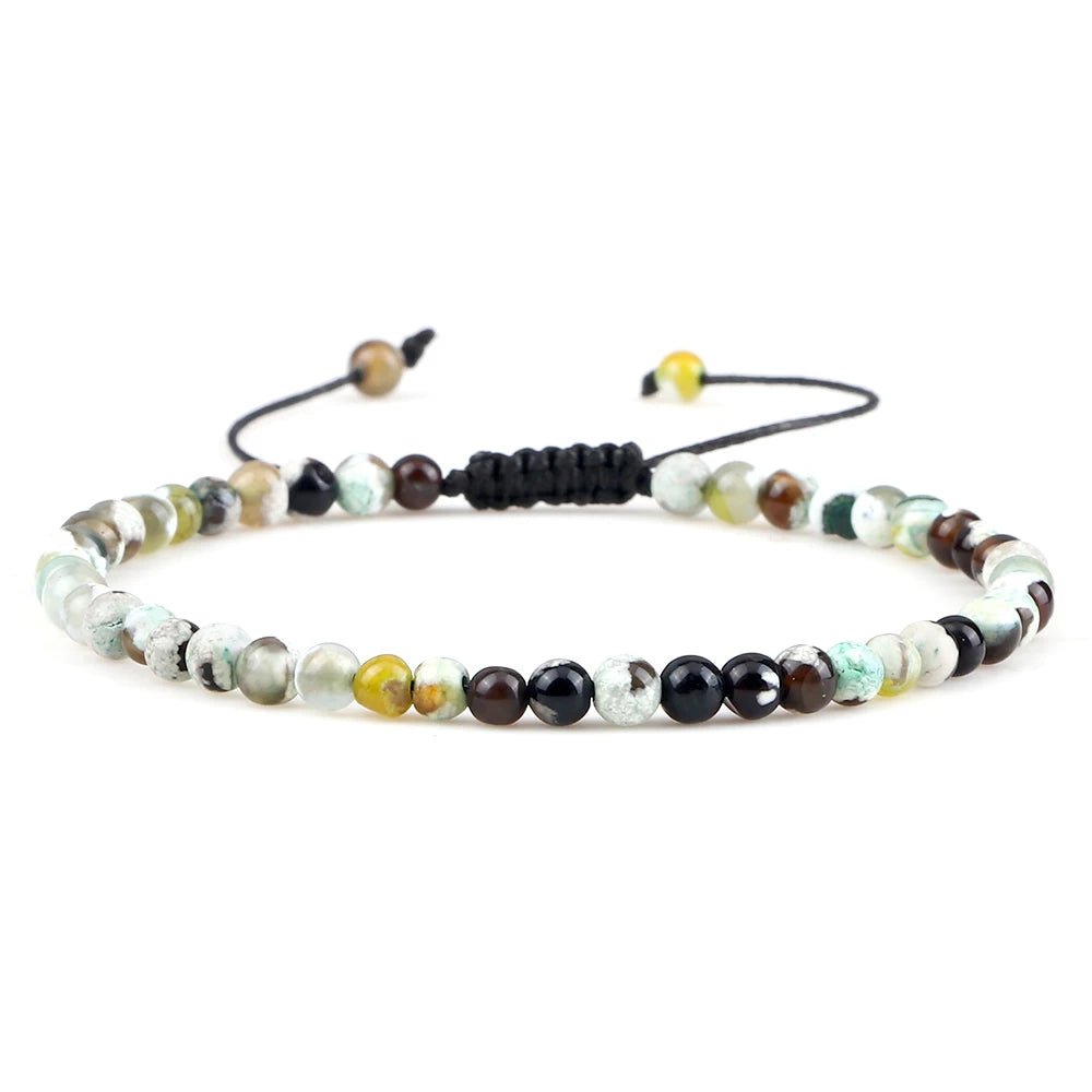 Adjustable Natural Stone Beaded Bracelet – Tiger Eye, Lava & Malachite - Britt Company