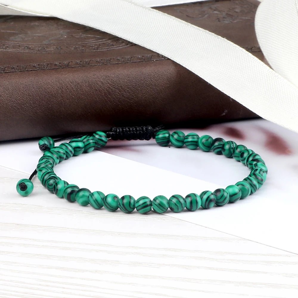 Adjustable Natural Stone Beaded Bracelet – Tiger Eye, Lava & Malachite - Britt Company