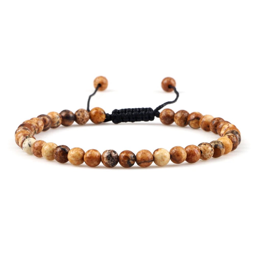 Adjustable Natural Stone Beaded Bracelet – Tiger Eye, Lava & Malachite - Britt Company