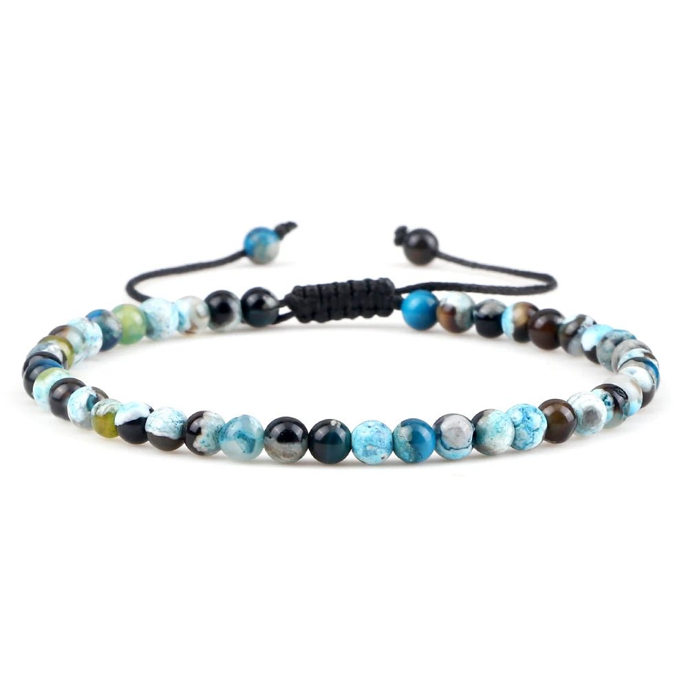 Adjustable Natural Stone Beaded Bracelet – Tiger Eye, Lava & Malachite - Britt Company