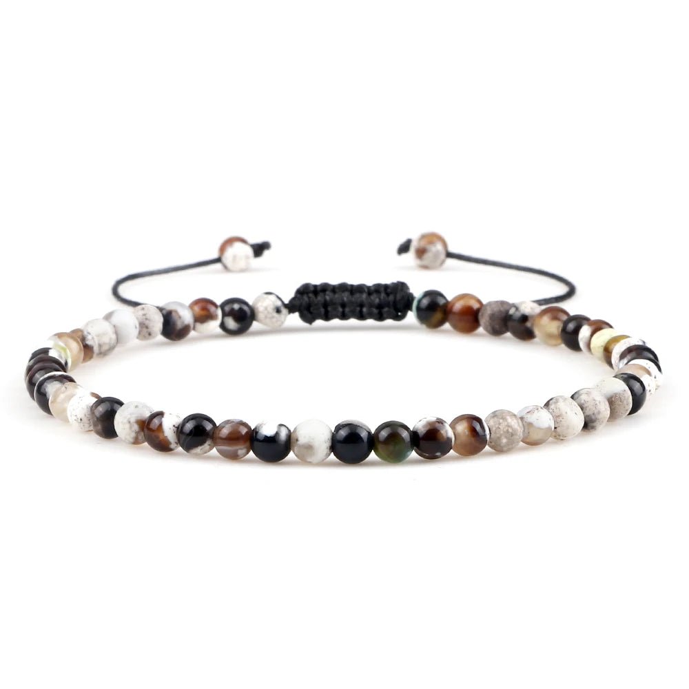 Adjustable Natural Stone Beaded Bracelet – Tiger Eye, Lava & Malachite - Britt Company