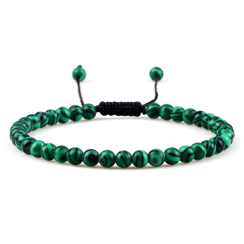 Adjustable Natural Stone Beaded Bracelet – Tiger Eye, Lava & Malachite - Britt Company