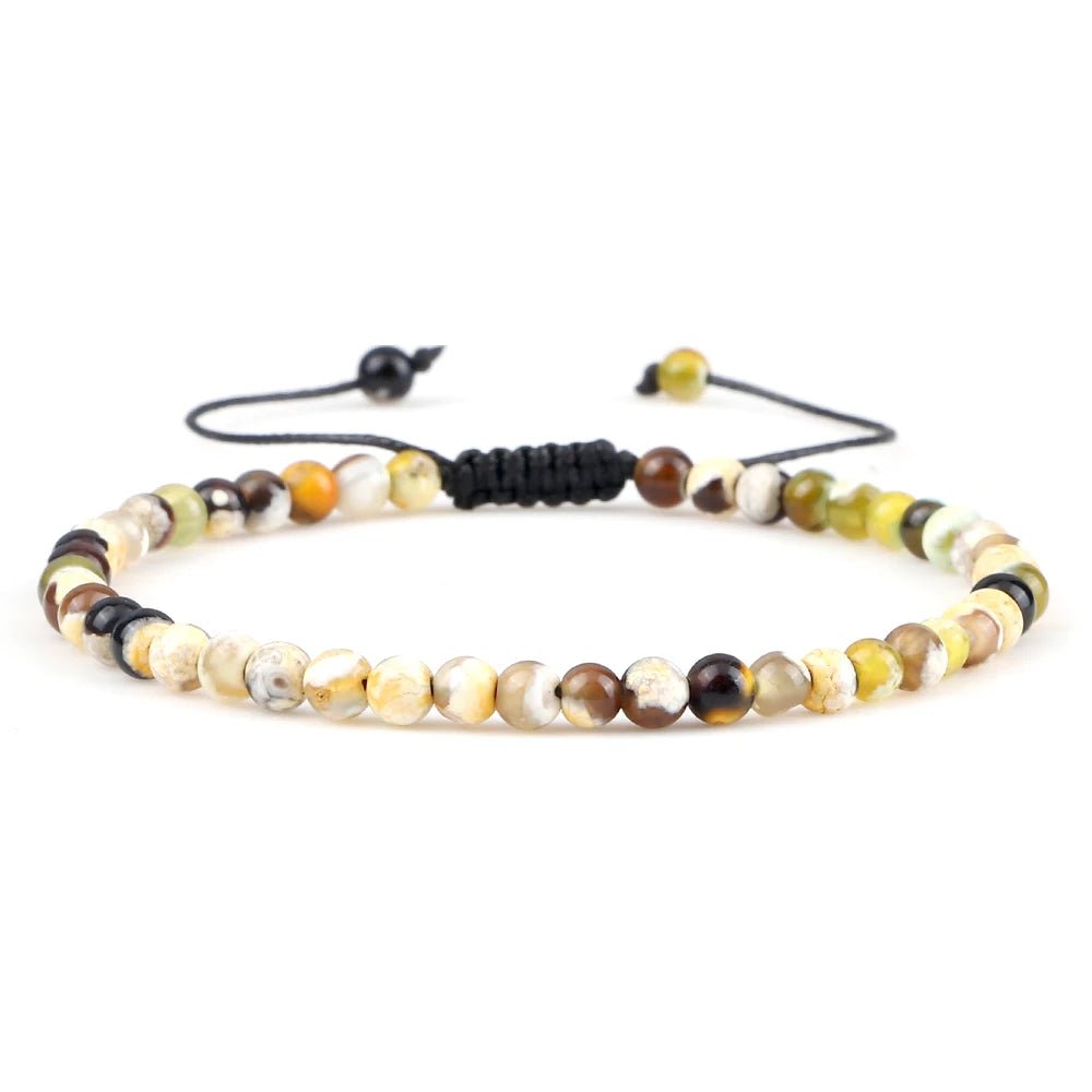 Adjustable Natural Stone Beaded Bracelet – Tiger Eye, Lava & Malachite - Britt Company