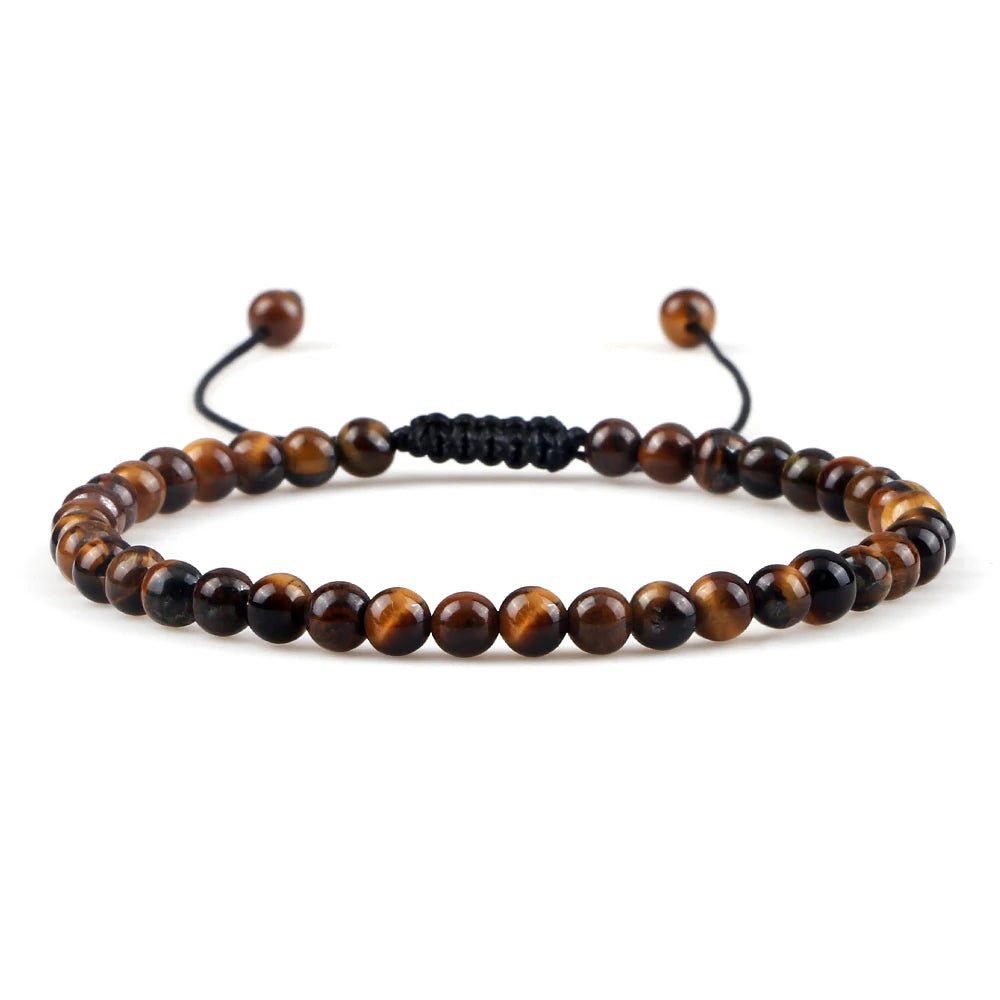Adjustable Natural Stone Beaded Bracelet – Tiger Eye, Lava & Malachite - Britt Company