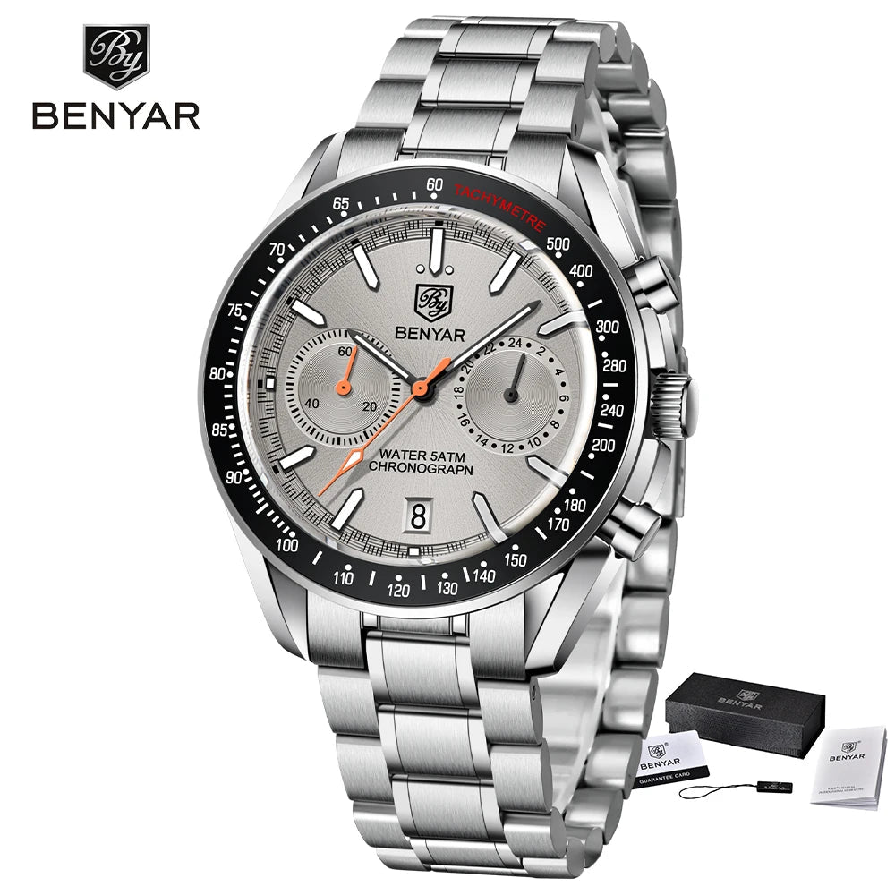 BENYAR BY - 5194 Luxury Quartz Chronograph Watch – Stainless Steel, 5ATM - Britt Company