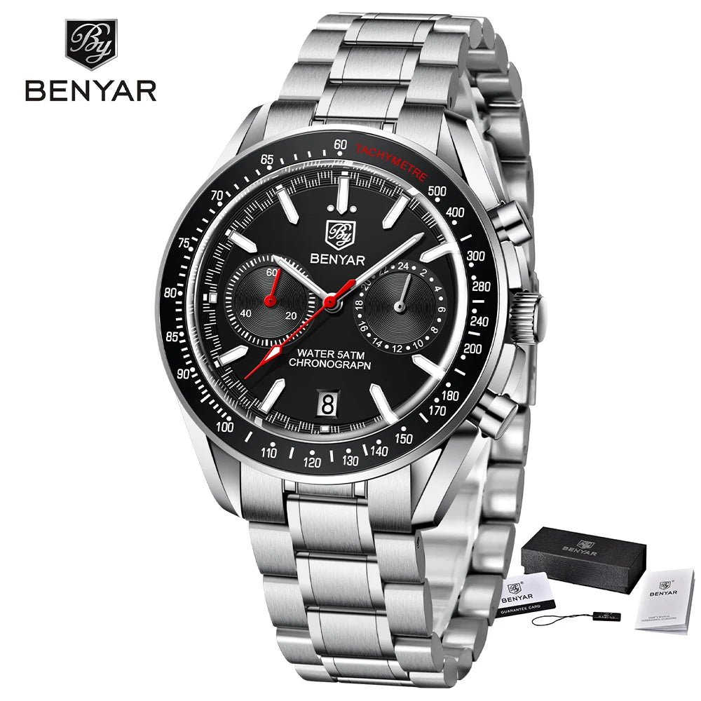 BENYAR BY - 5194 Luxury Quartz Chronograph Watch – Stainless Steel, 5ATM - Britt Company