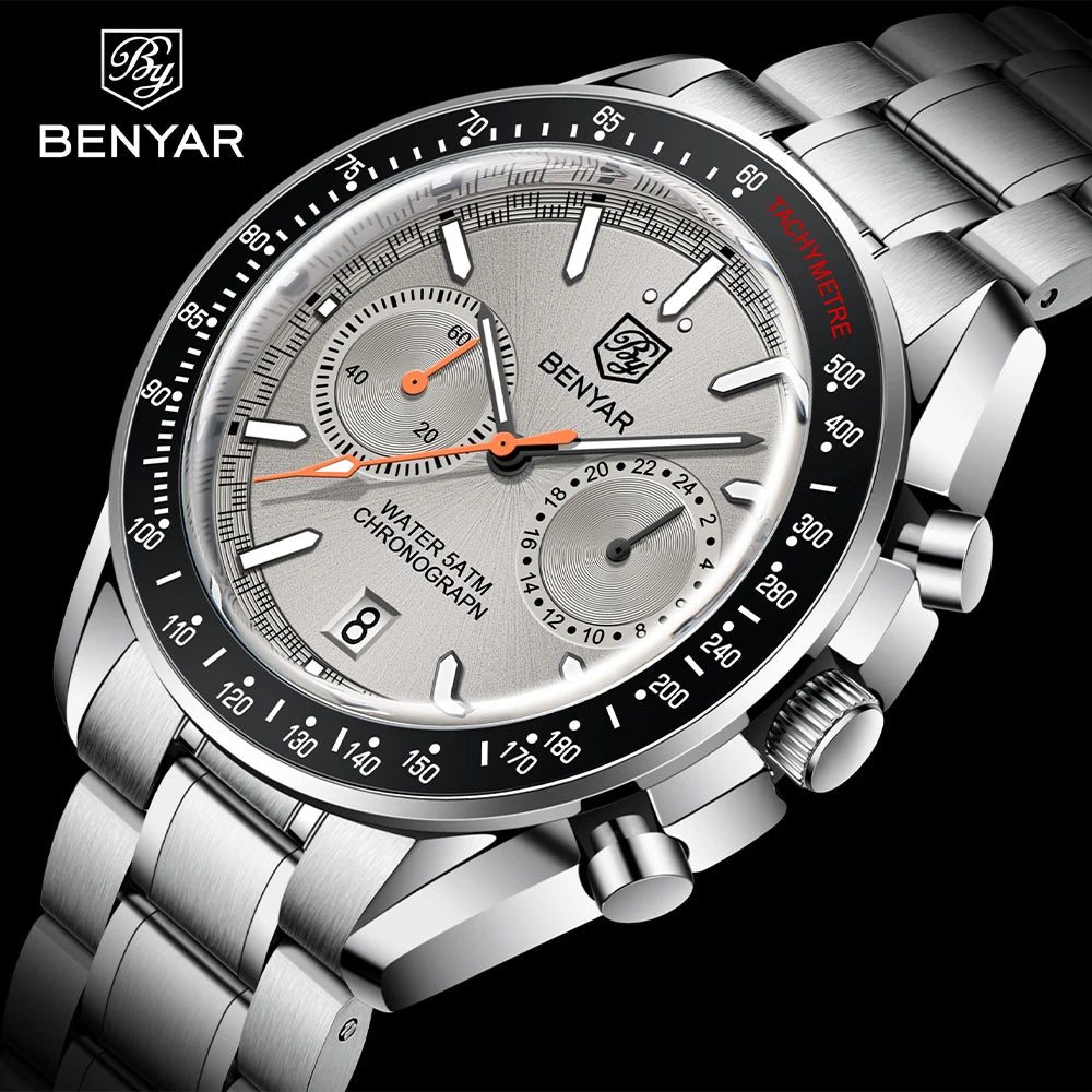 BENYAR BY - 5194 Luxury Quartz Chronograph Watch – Stainless Steel, 5ATM - Britt Company