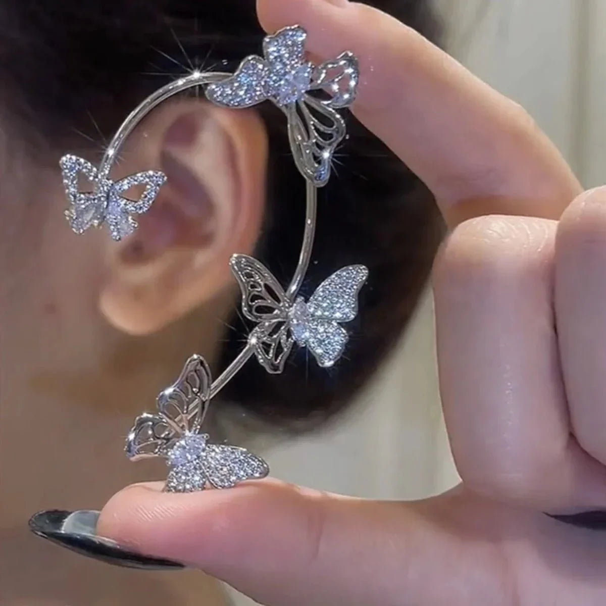 BUTTERFLY FLOWER TASSEL SHINY ZIRCON EARRINGS Britt Company