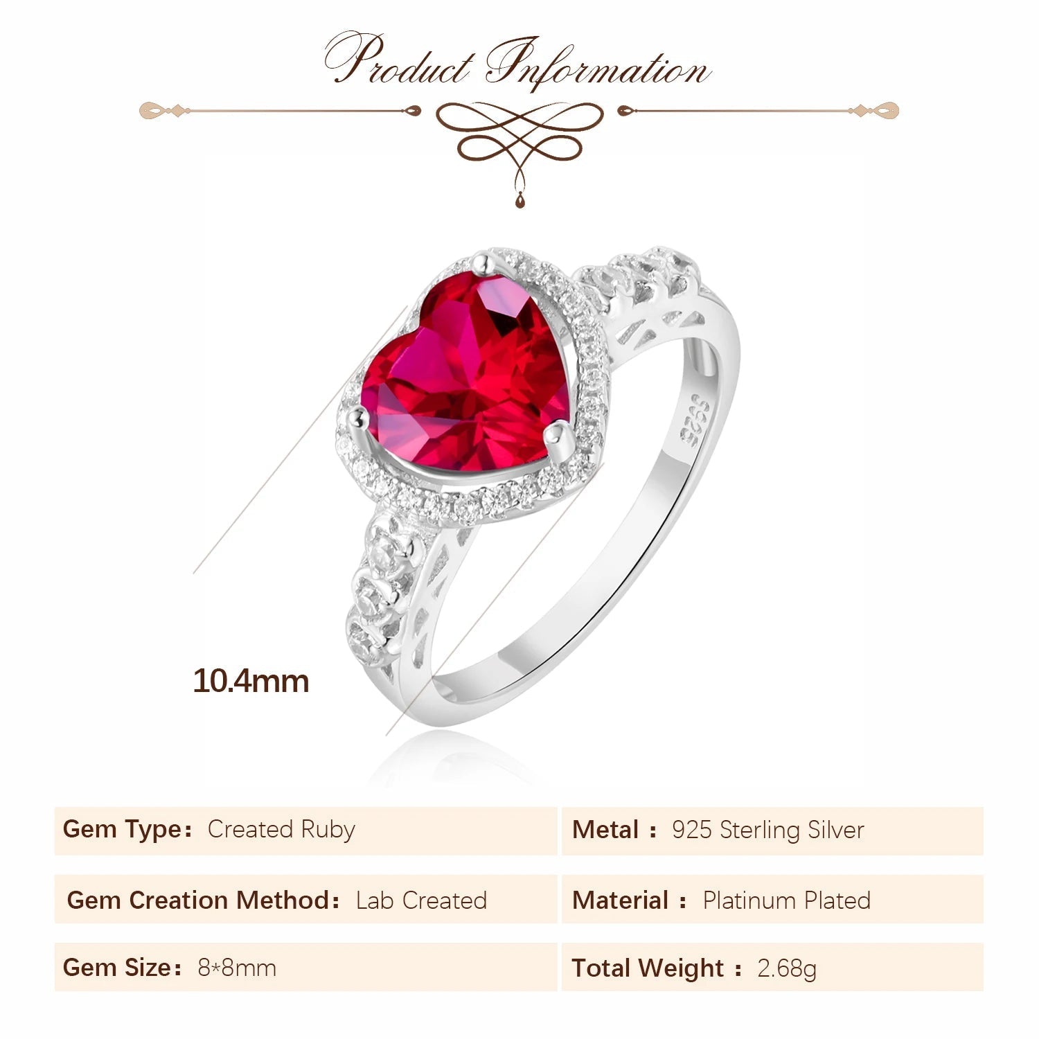 ❤️ Crimson Heart – Certified 925 Sterling Silver Ruby Ring - Britt Company