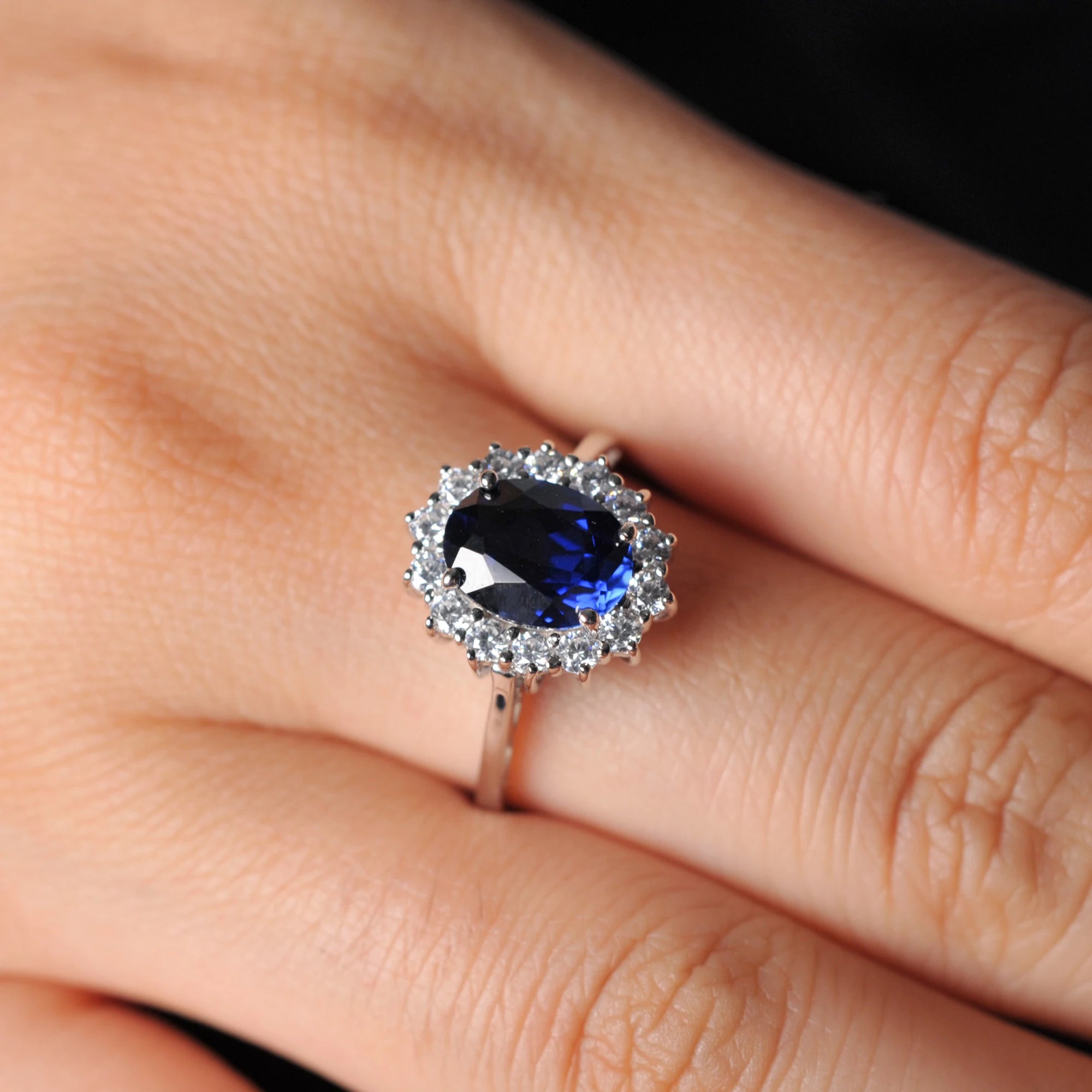 👑 Crown Jewel – Certified 925 Sterling Silver Oval Gemstone Cocktail Ring - Britt Company