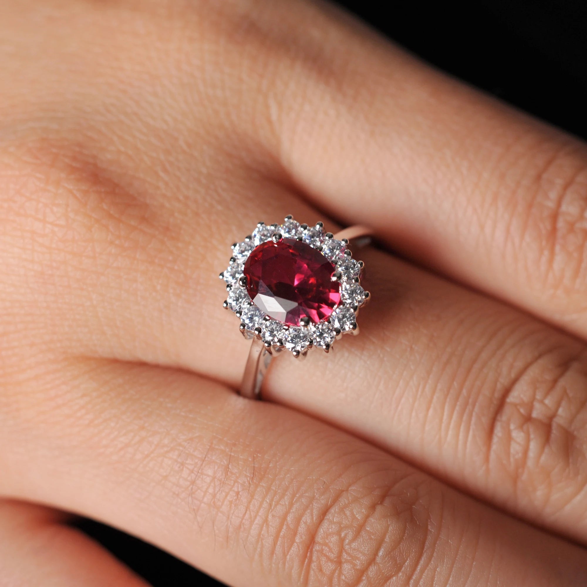 👑 Crown Jewel – Certified 925 Sterling Silver Oval Gemstone Cocktail Ring - Britt Company