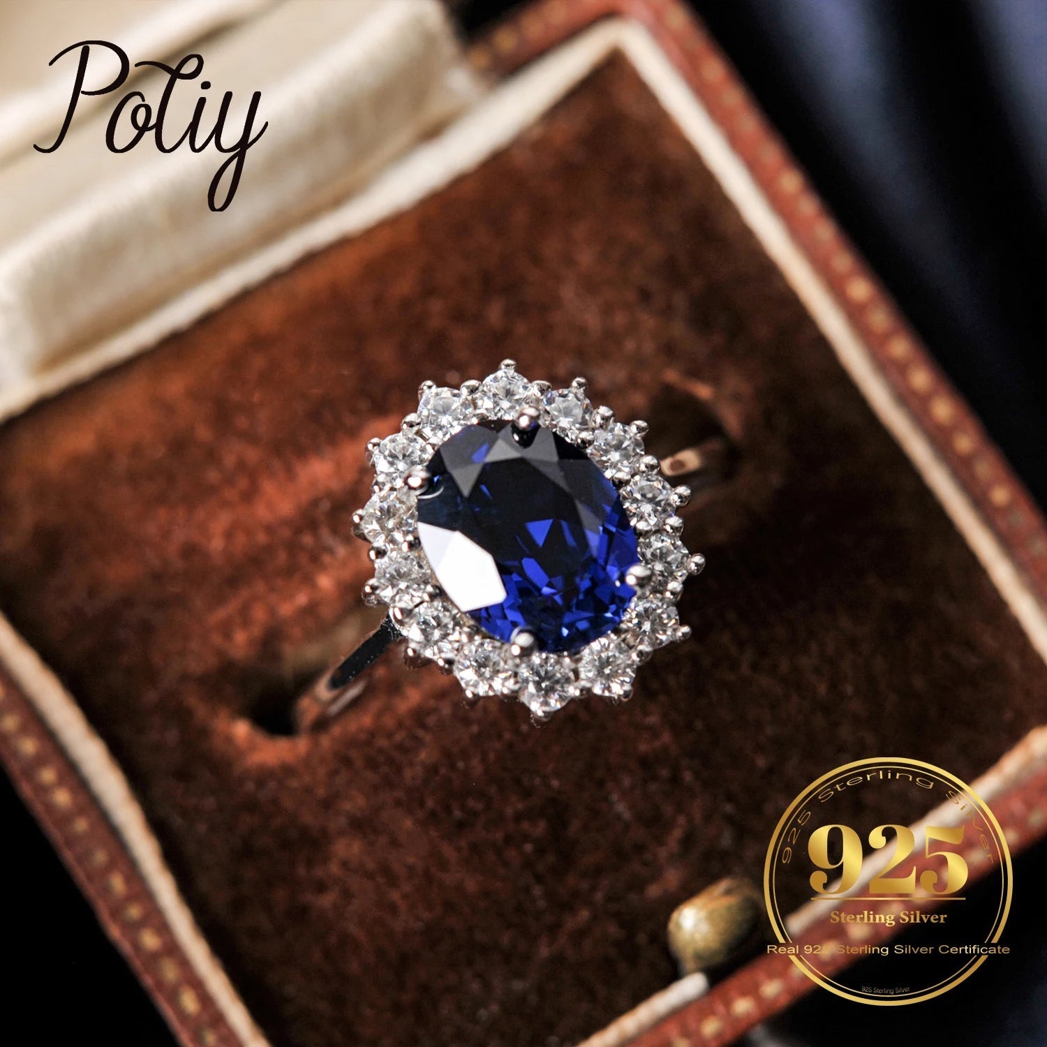 👑 Crown Jewel – Certified 925 Sterling Silver Oval Gemstone Cocktail Ring - Britt Company
