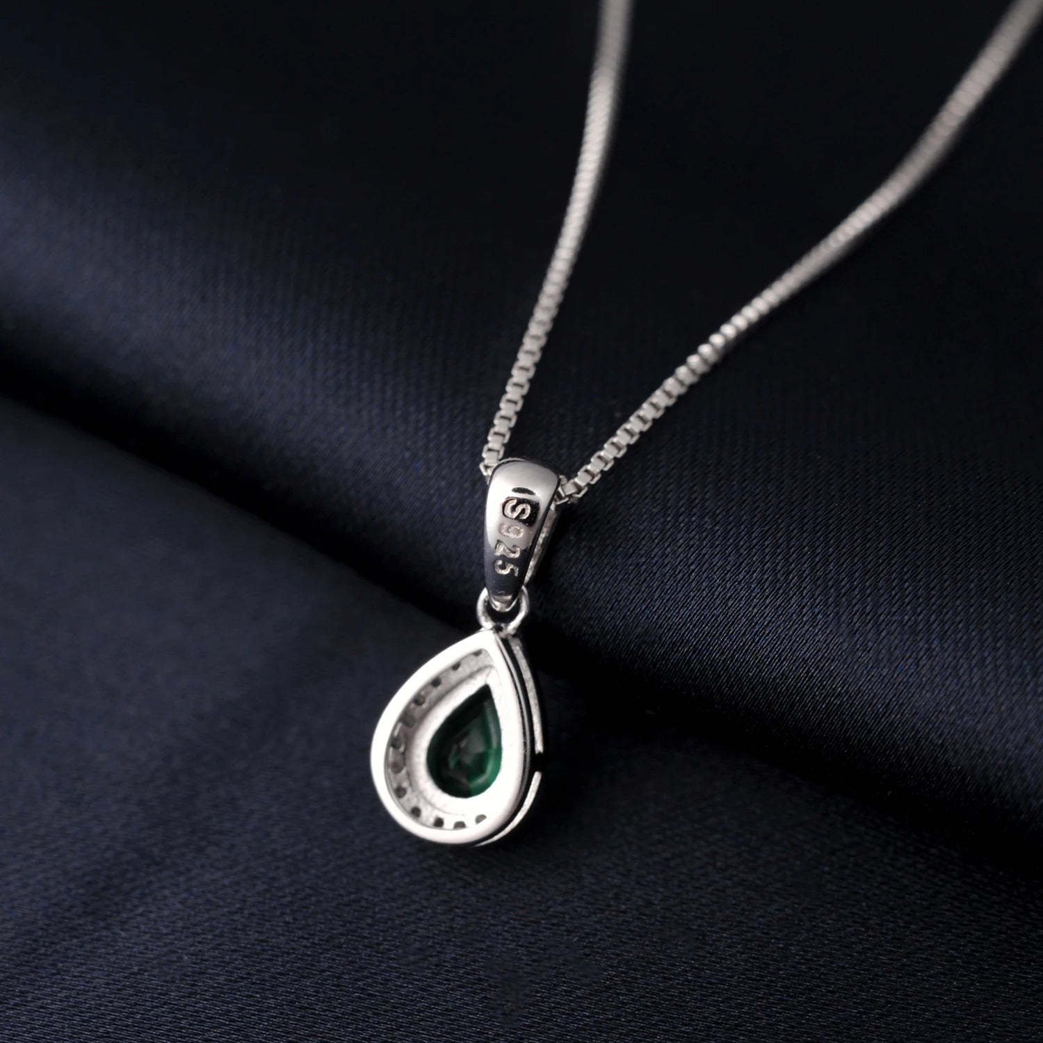 💚 Emerald Teardrop – Certified 925 Sterling Silver Pendant Necklace - Britt Company