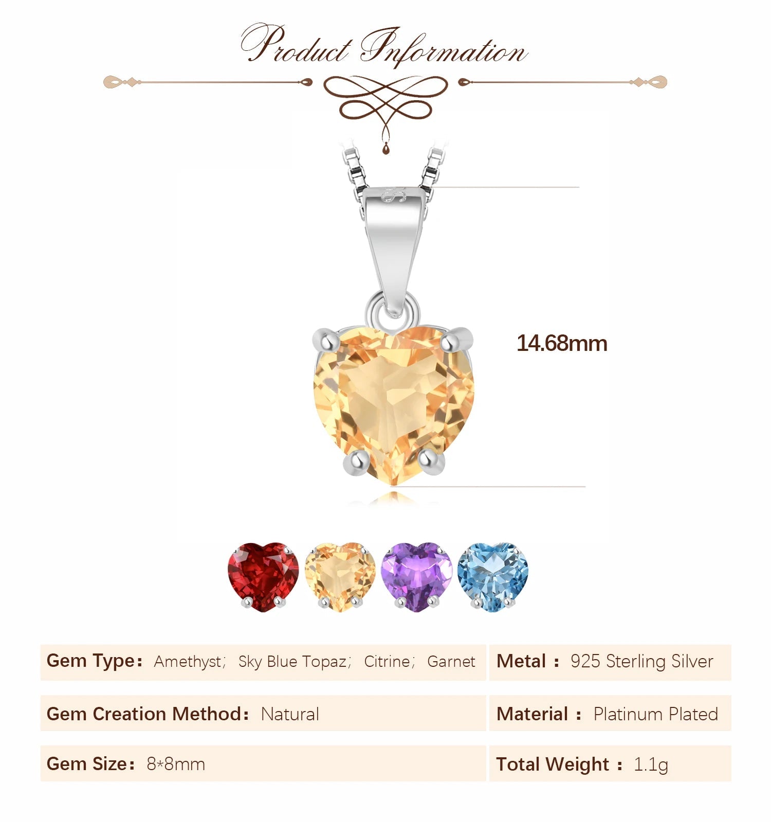 ❤️ Eternal Heart – Certified 925 Sterling Silver Birthstone Pendant - Britt Company