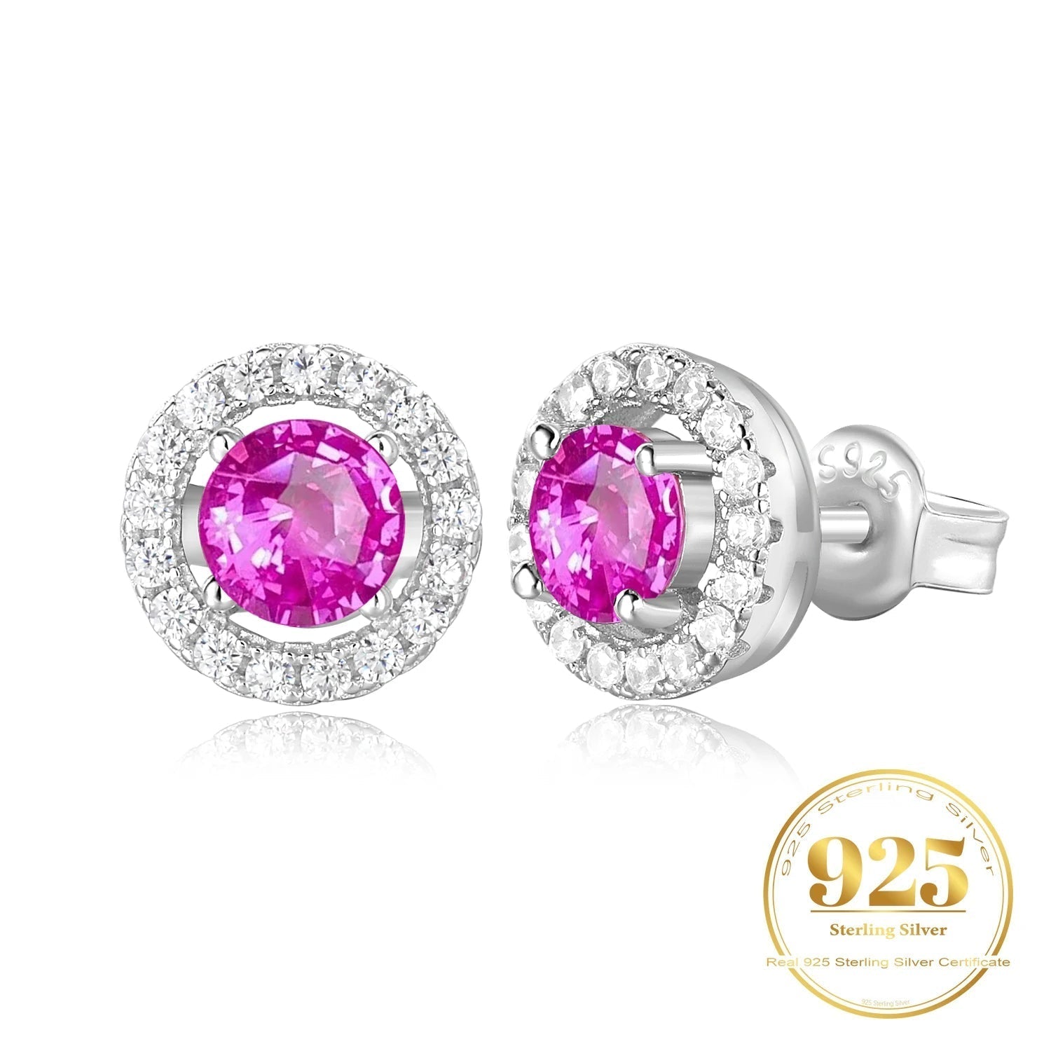 ✨ Eternal Pink Halo – Certified 925 Sterling Silver Stud Earrings - Britt Company