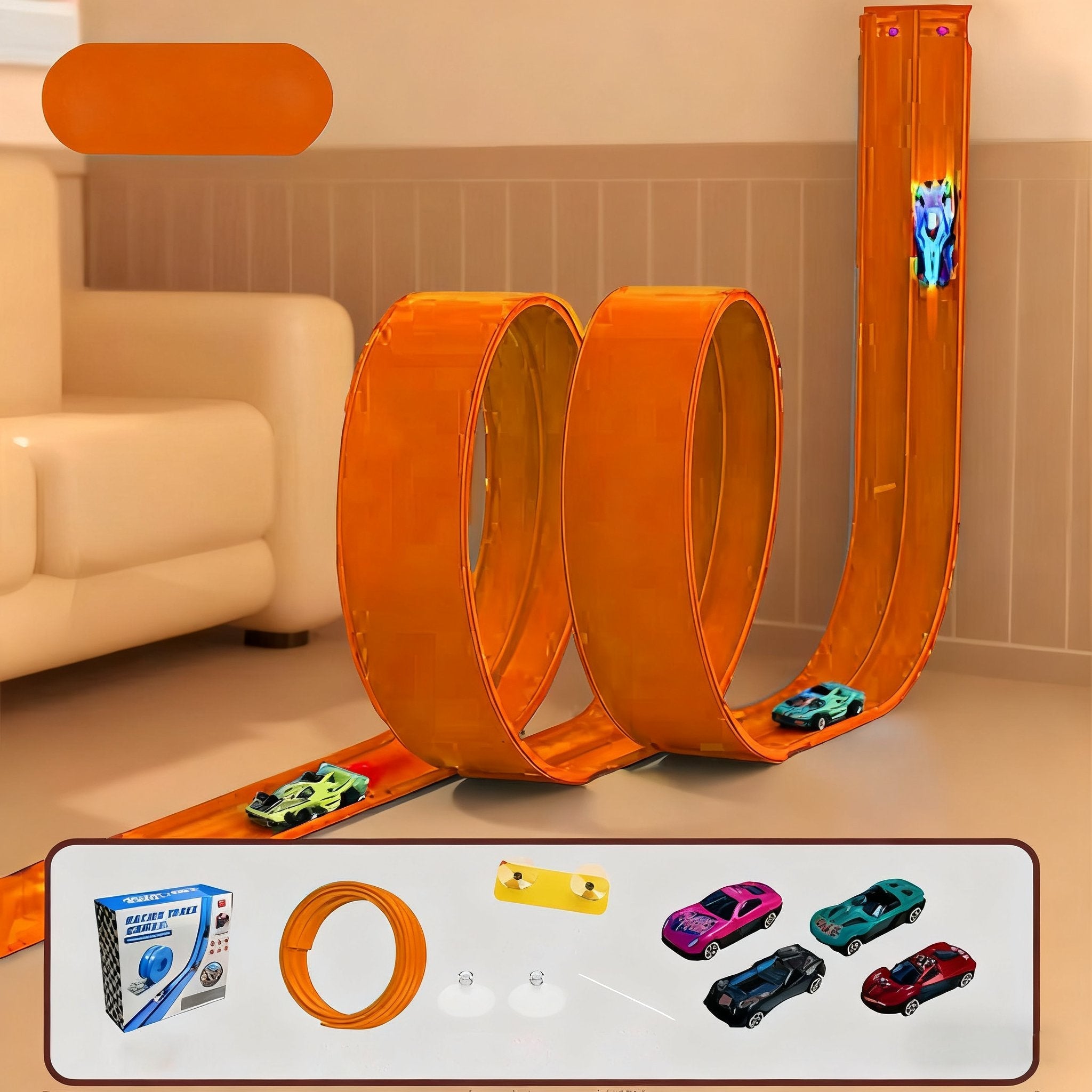 🔥Flex Tracks 15Ft for Kids, STEM Flexible Race Car Ramp Track - Britt Company