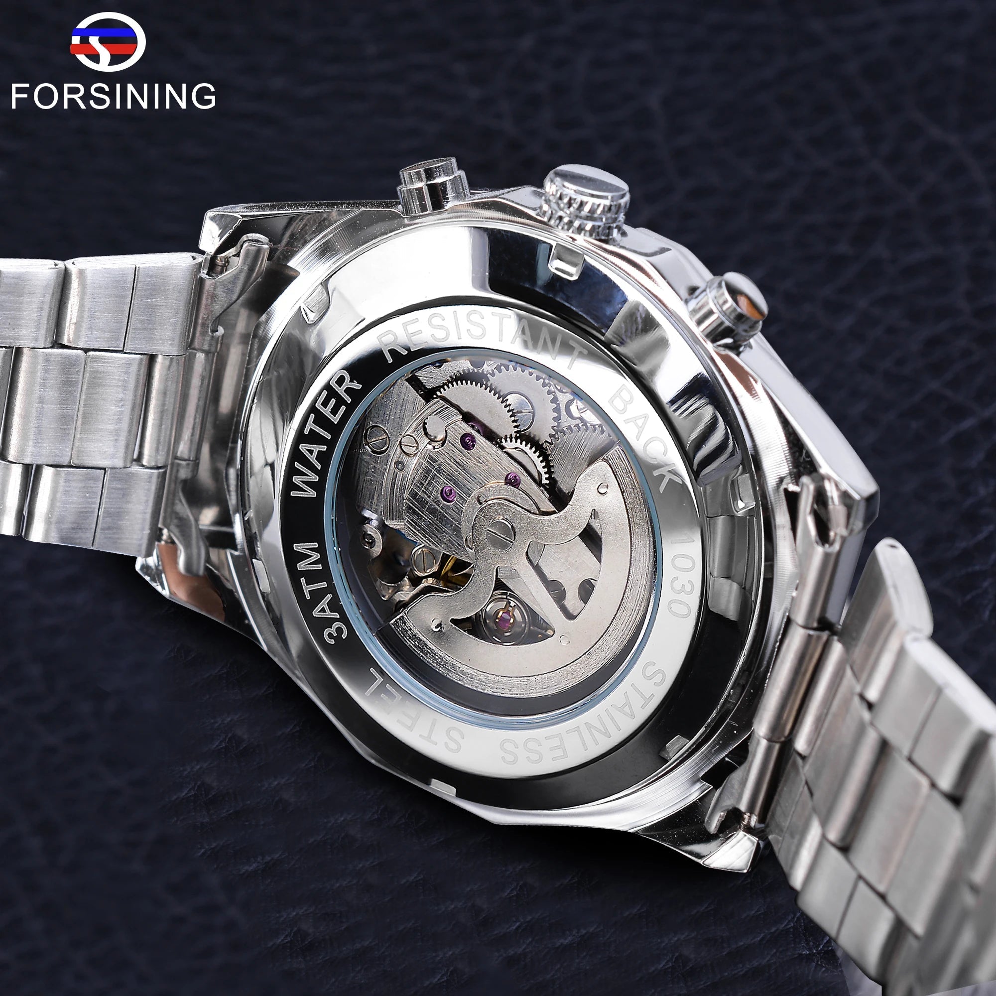 Forsining Stainless Steel Skeleton Automatic Watch – Luxury Men’s Mechanical Wristwatch UK - Britt Company