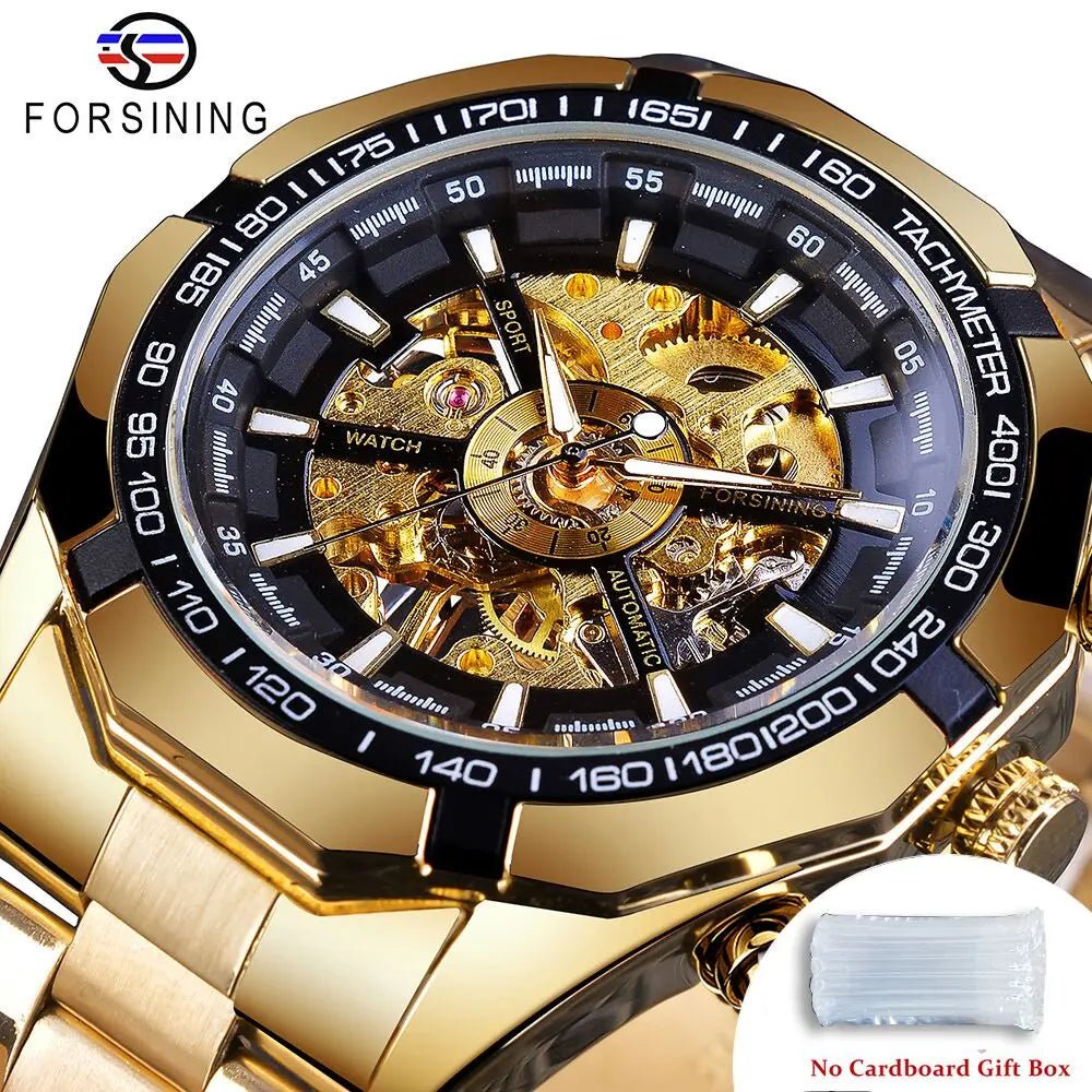 Forsining Stainless Steel Skeleton Automatic Watch – Luxury Men’s Mechanical Wristwatch UK - Britt Company