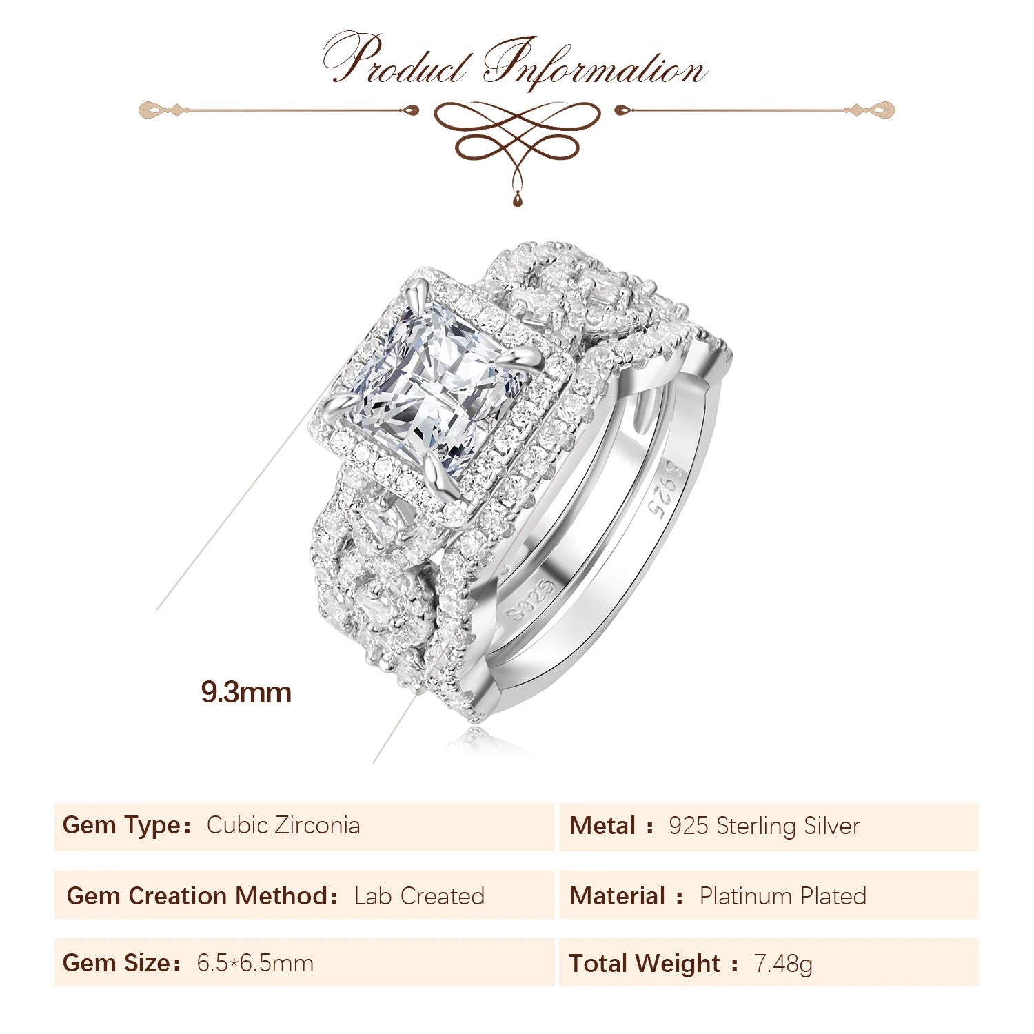 💍 Imperial Princess – Certified 925 Sterling Silver Bridal Ring Set - Britt Company