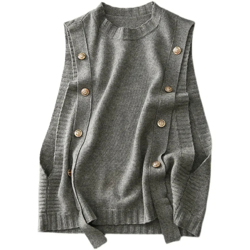 Knitted Sweater Vest with Polo Collar - Britt Company