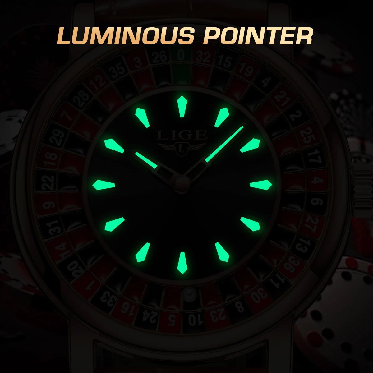 LIGE Roulette Watch – Men’s Quartz 45MM Leather Waterproof Luminous Wristwatch UK - Britt Company