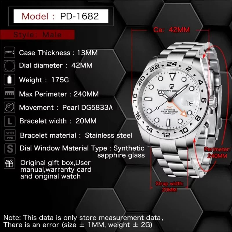 Pagani Design PD - 1682 GMT Automatic Watch – Explorer II Tribute - Britt Company