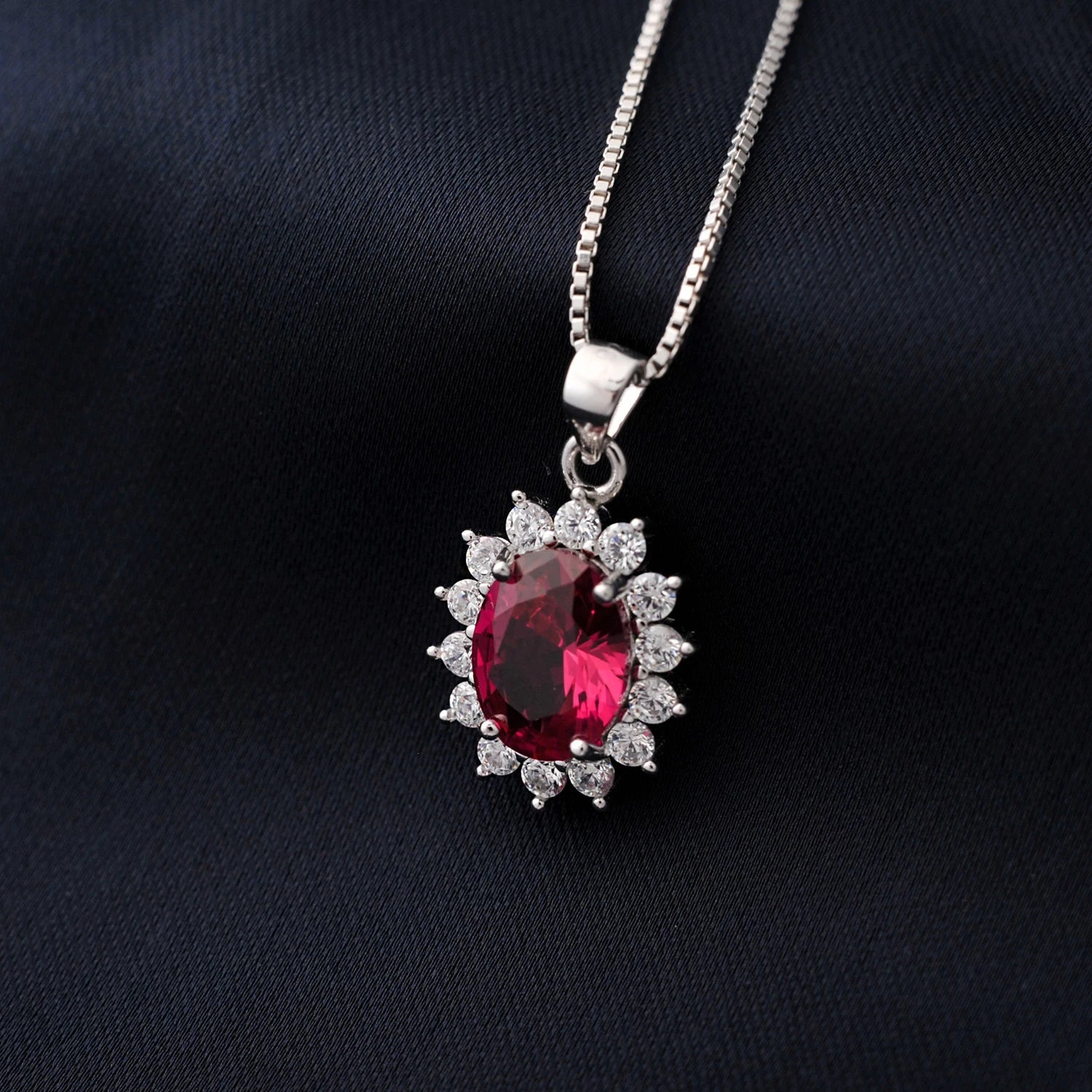 💎 Royal Starburst – Certified 925 Sterling Silver Oval Gemstone Pendant - Britt Company