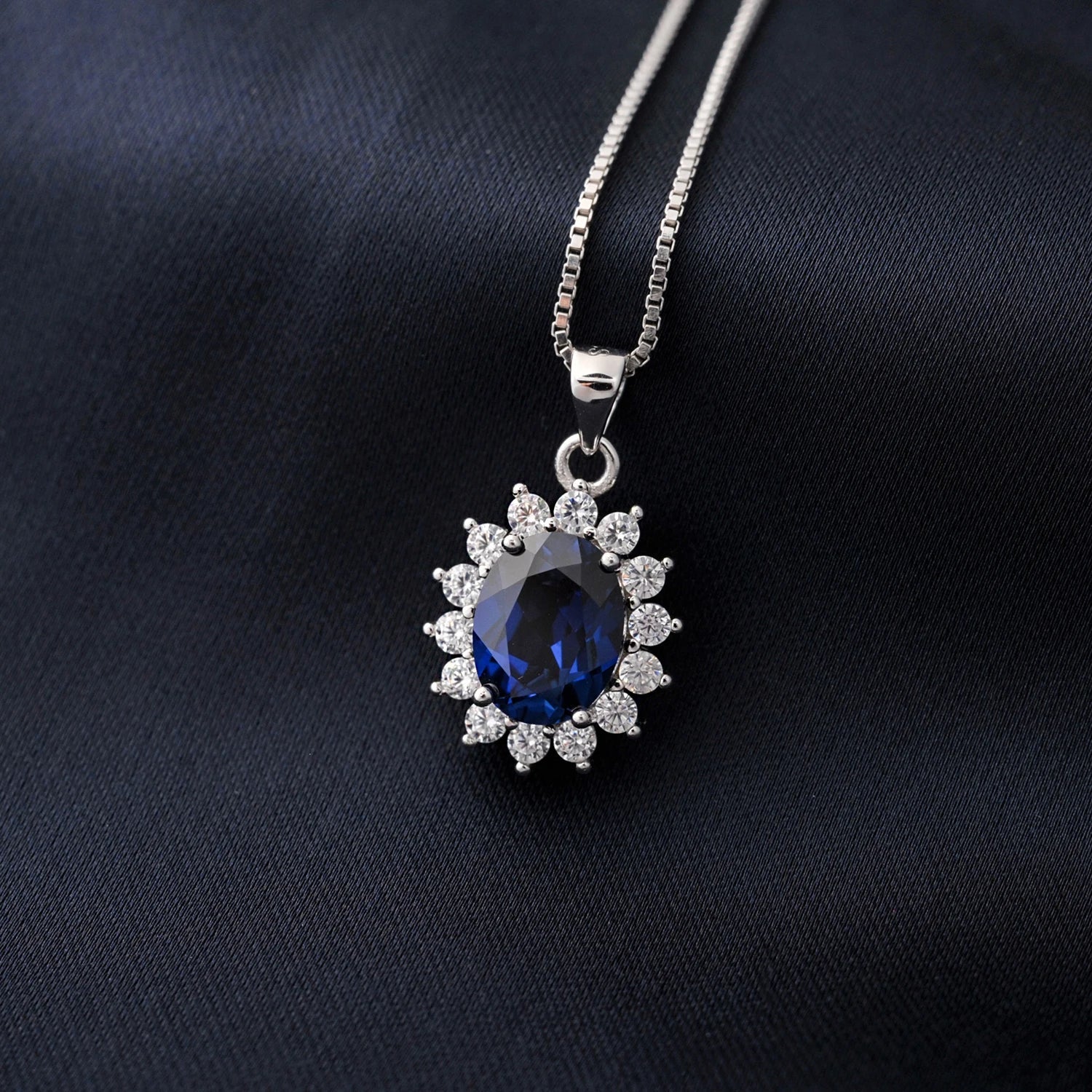 💎 Royal Starburst – Certified 925 Sterling Silver Oval Gemstone Pendant - Britt Company