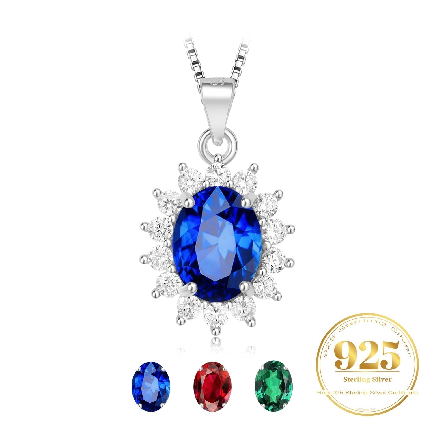 💎 Royal Starburst – Certified 925 Sterling Silver Oval Gemstone Pendant - Britt Company