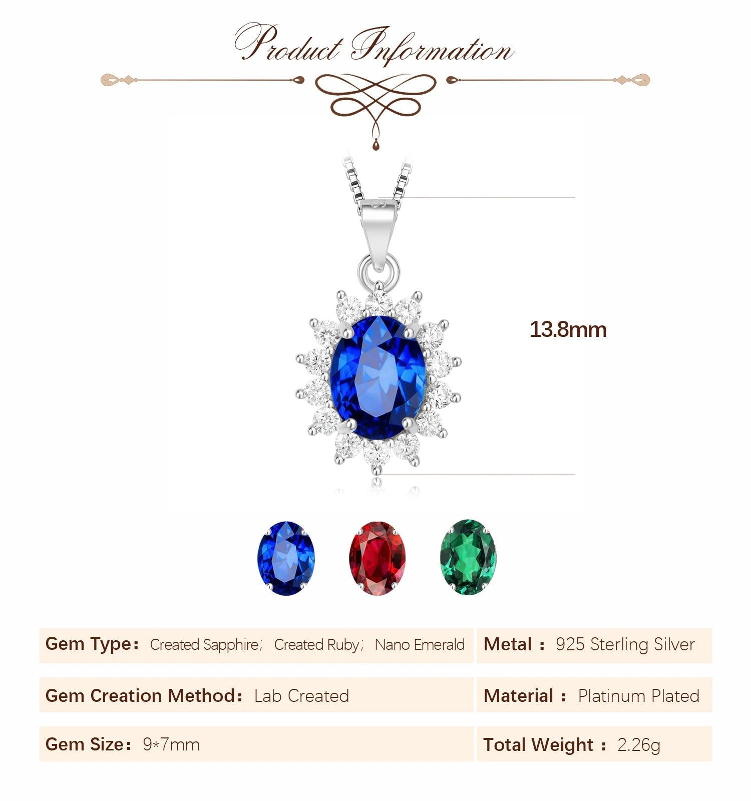 💎 Royal Starburst – Certified 925 Sterling Silver Oval Gemstone Pendant - Britt Company