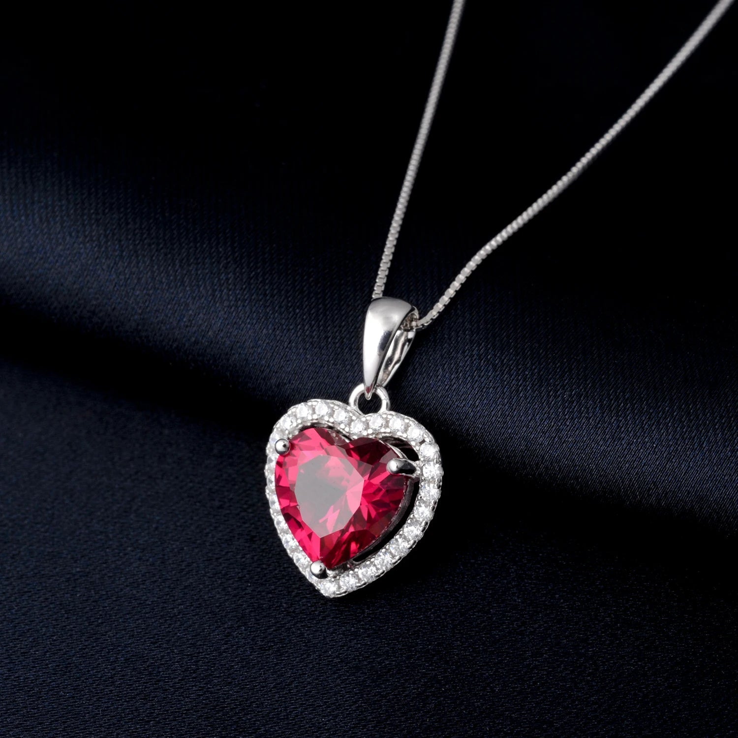 ❤️ Ruby Heart Halo – Certified 925 Sterling Silver Pendant Necklace - Britt Company