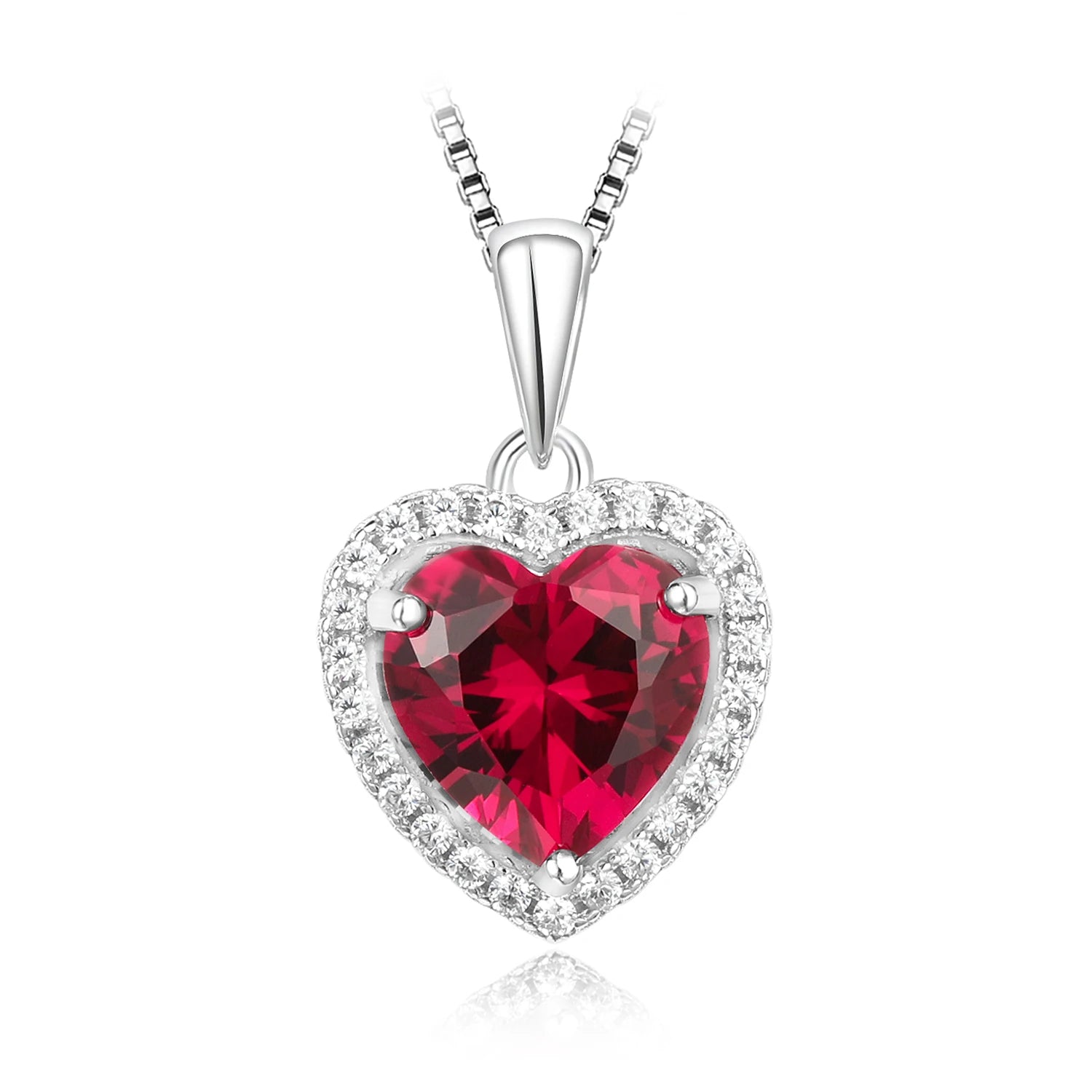 ❤️ Ruby Heart Halo – Certified 925 Sterling Silver Pendant Necklace - Britt Company