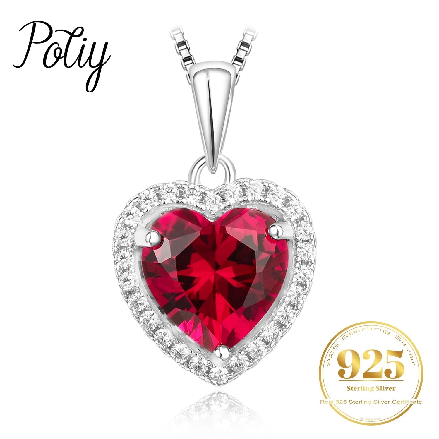 ❤️ Ruby Heart Halo – Certified 925 Sterling Silver Pendant Necklace - Britt Company
