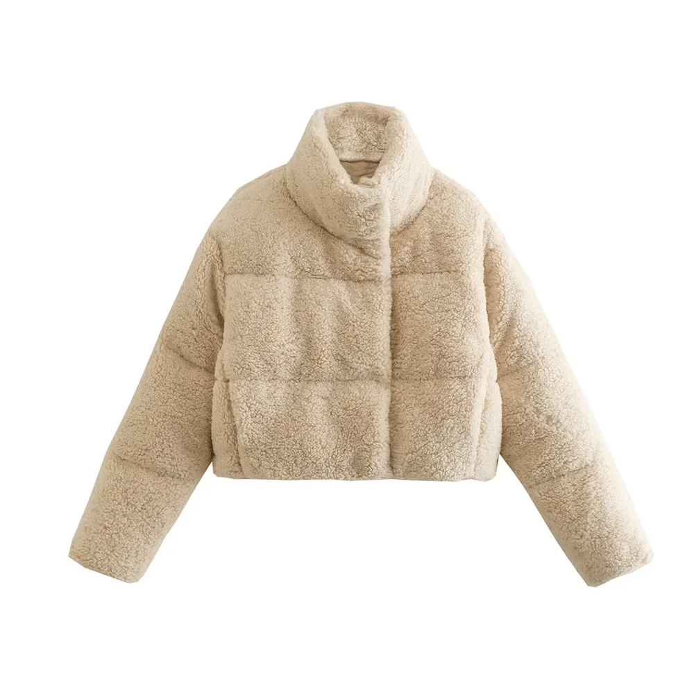Women’s Teddy Fleece Puffer Jacket – Warm Winter Short Coat - Britt Company