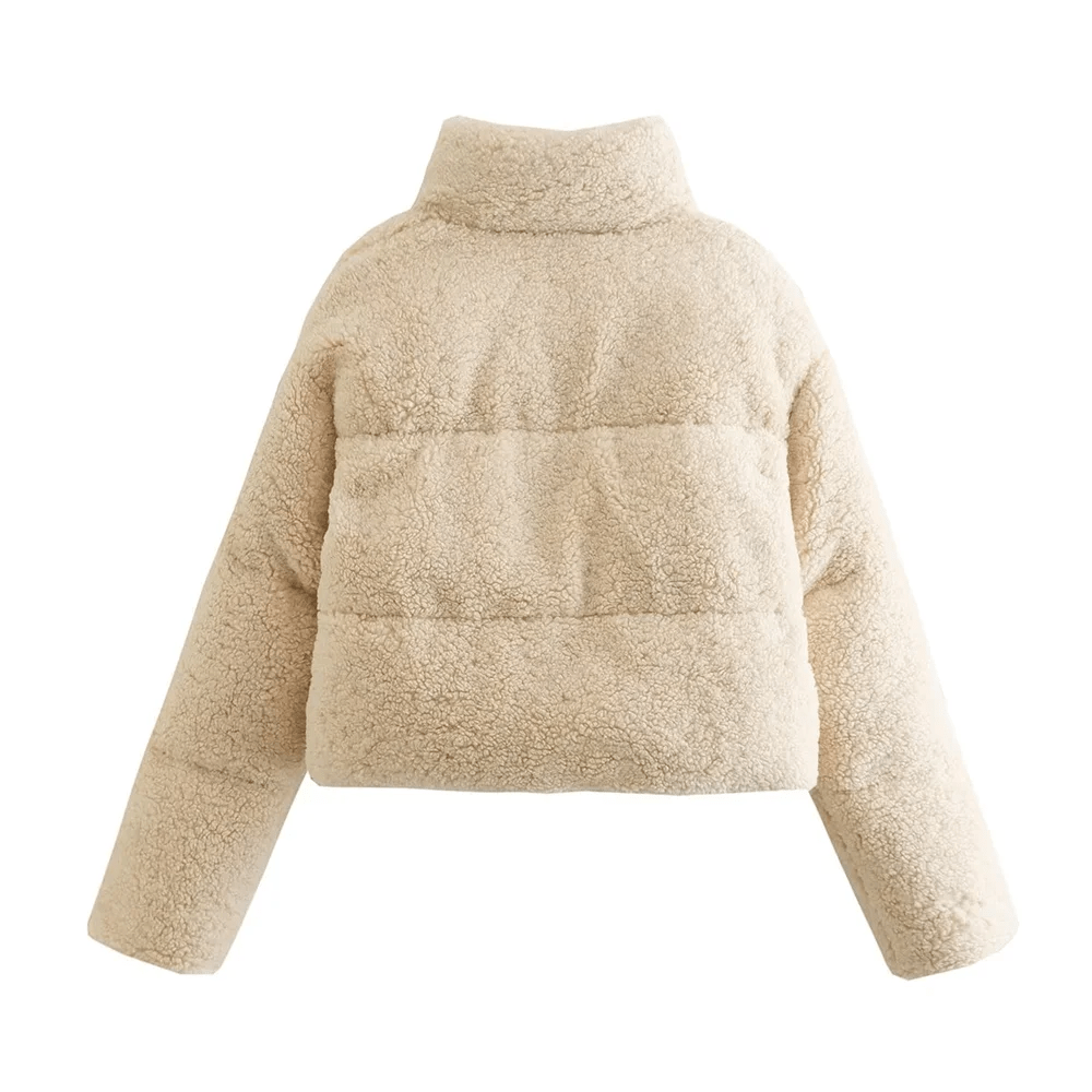 Women’s Teddy Fleece Puffer Jacket – Warm Winter Short Coat - Britt Company