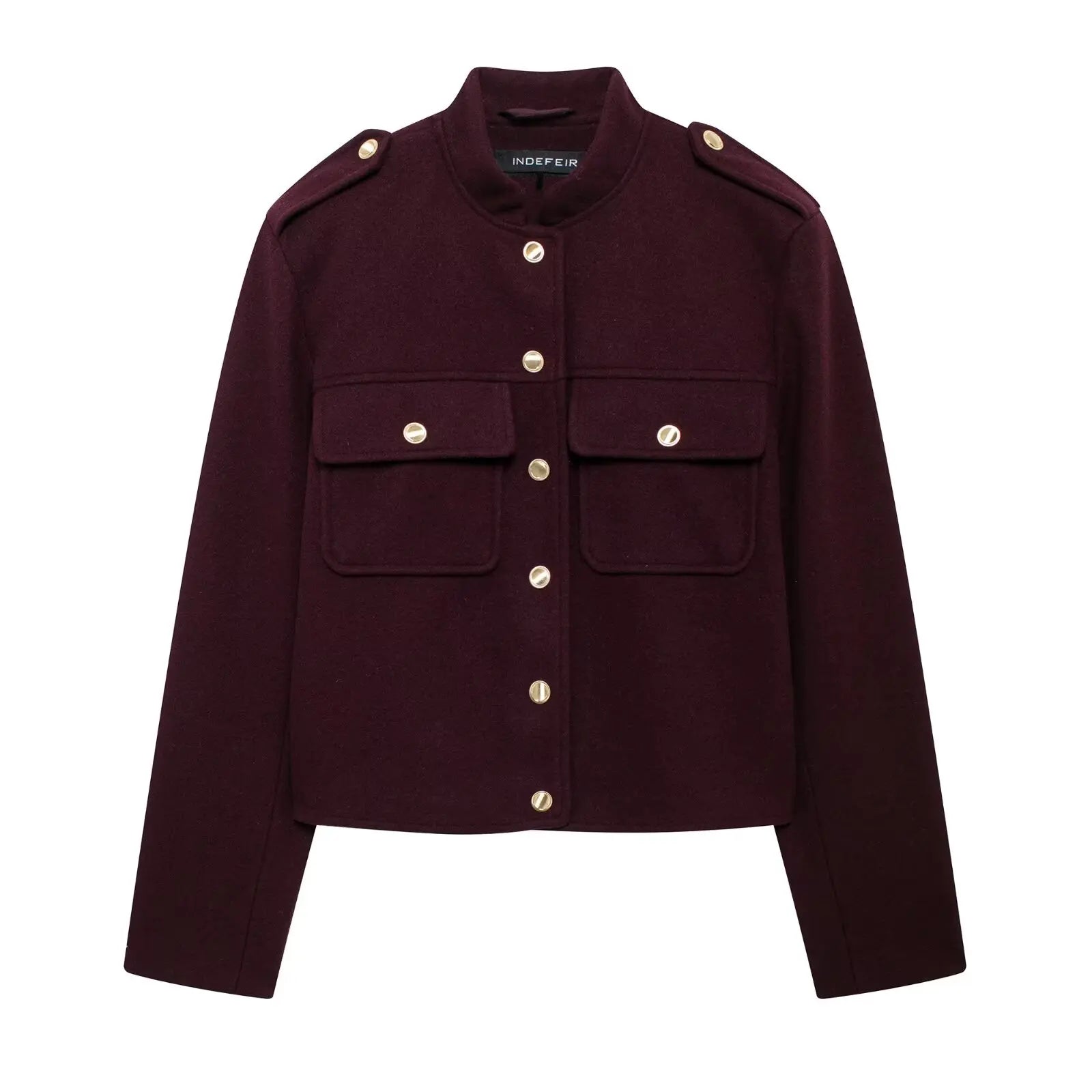 Women’s Vintage Military Jacket – Button - Up Short Coat with Pockets - Britt Company