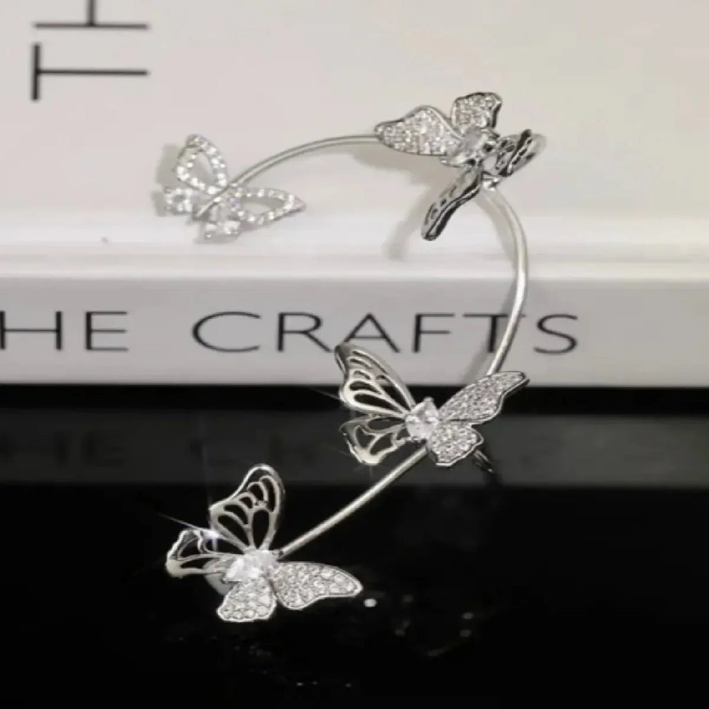 BUTTERFLY FLOWER TASSEL SHINY ZIRCON EARRINGS Britt Company