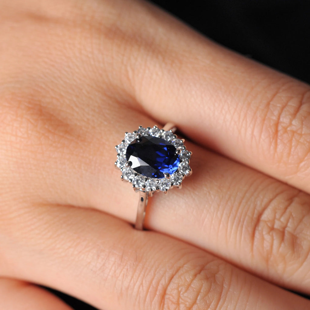 👑 Crown Jewel – Certified 925 Sterling Silver Oval Gemstone Cocktail Ring - Britt Company