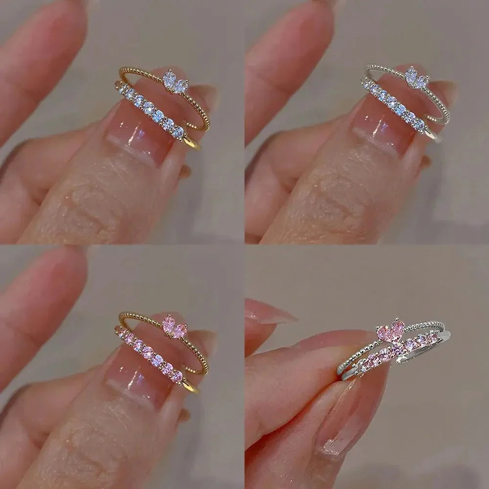 ✨Dainty Crystal Heart Ring Set✨ - Britt Company