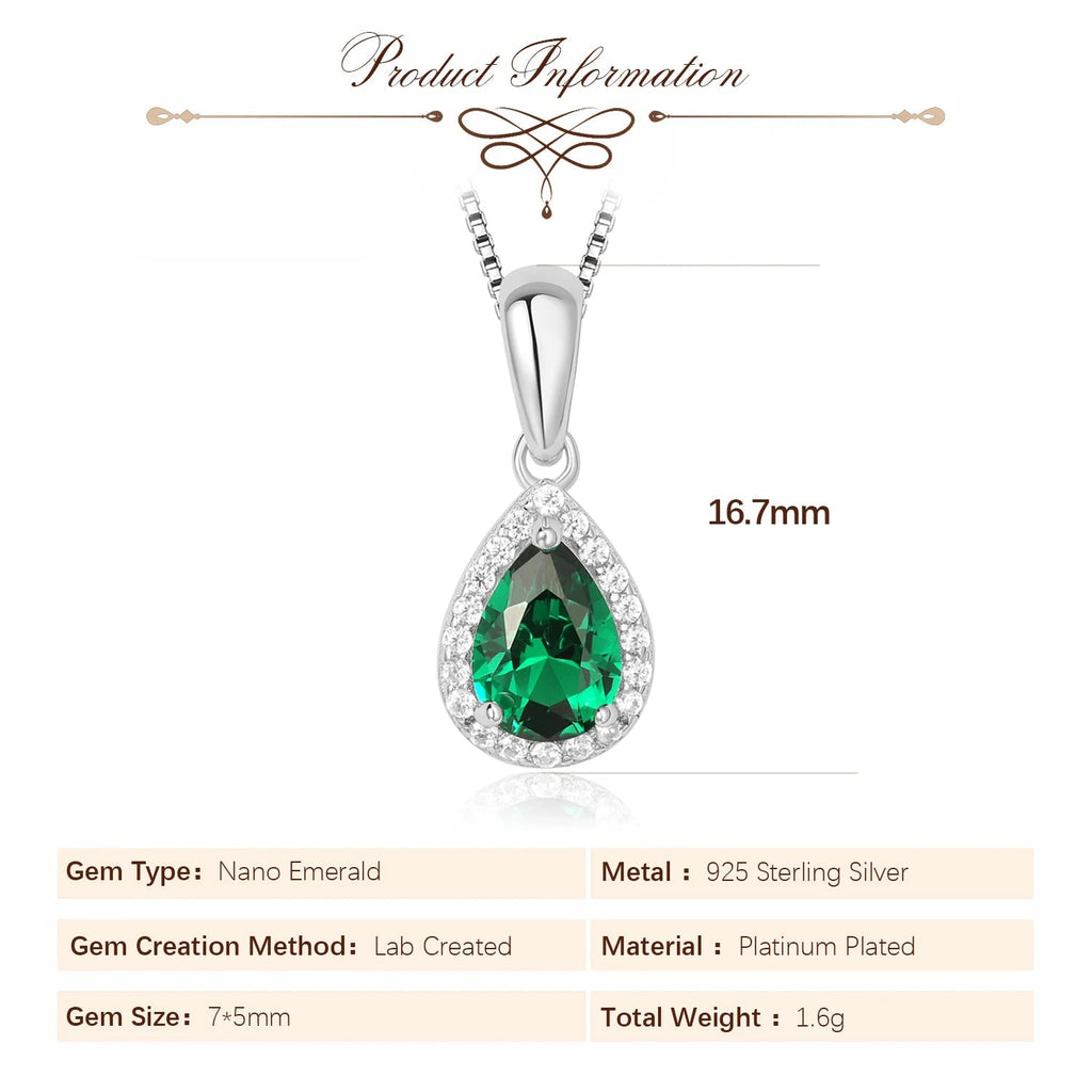 💚 Emerald Teardrop – Certified 925 Sterling Silver Pendant Necklace - Britt Company