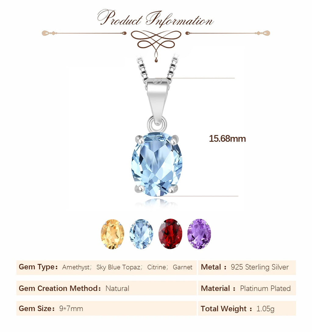 ✨ Eternal Glow – Certified 925 Sterling Silver Oval Birthstone Pendant - Britt Company