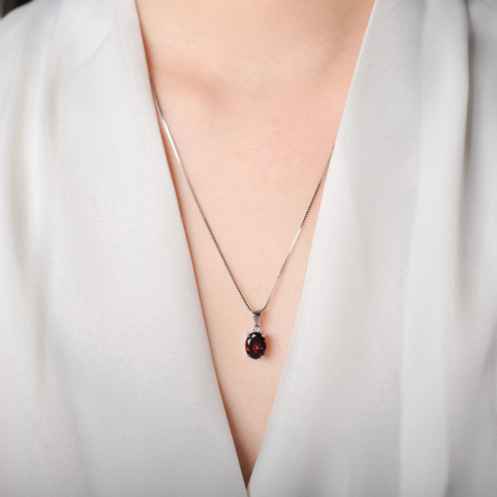 ✨ Eternal Glow – Certified 925 Sterling Silver Oval Birthstone Pendant - Britt Company