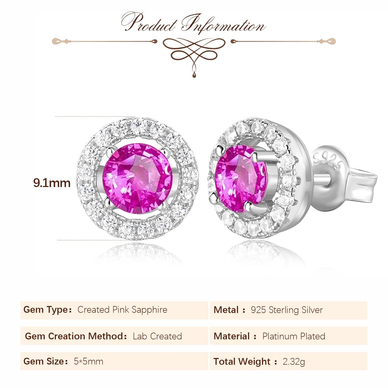 ✨ Eternal Pink Halo – Certified 925 Sterling Silver Stud Earrings - Britt Company