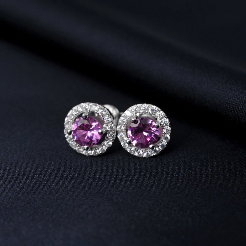 ✨ Eternal Pink Halo – Certified 925 Sterling Silver Stud Earrings - Britt Company