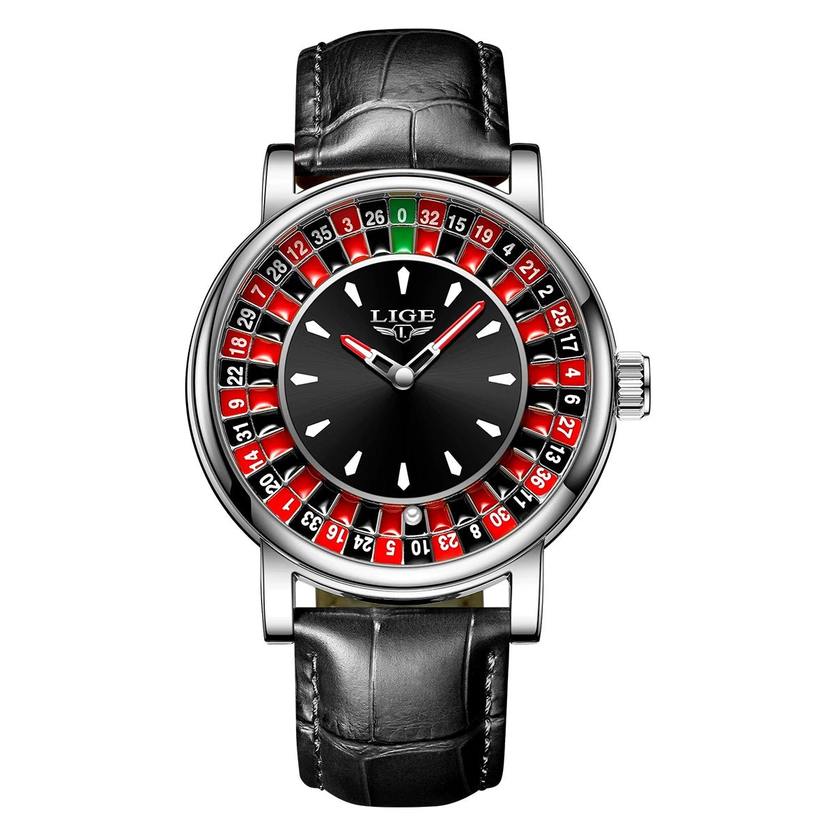 LIGE Roulette Watch – Men’s Quartz 45MM Leather Waterproof Luminous Wristwatch UK - Britt Company