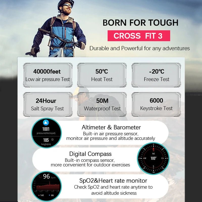 NORTH EDGE Cross Fit 3 – AMOLED GPS Outdoor Smart Watch (50M Waterproof) - Britt Company