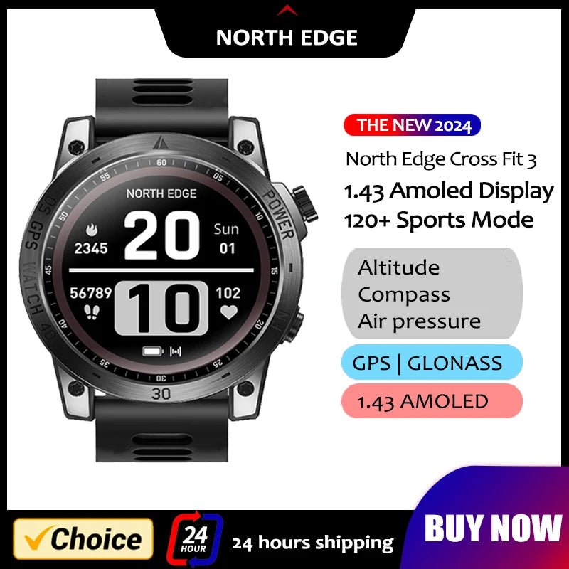 NORTH EDGE Cross Fit 3 – AMOLED GPS Outdoor Smart Watch (50M Waterproof) - Britt Company